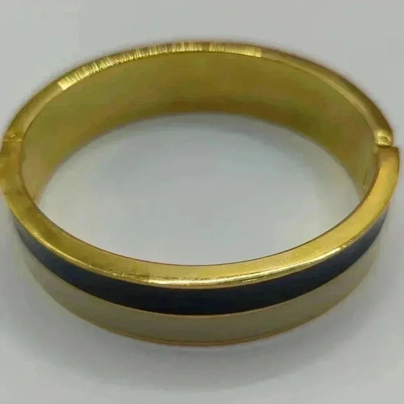 J CREW Enamel Bangle bracelet cream gold navy - Picture 4 of 7